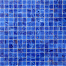 Blue Cloudy Gold Line Pool Glass Mosaic Tile