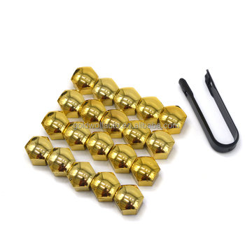 20 Pcs Poly Bag Pack Plastic Gold Wheel Nut Cover Lug Nut Anti-Dust Cover