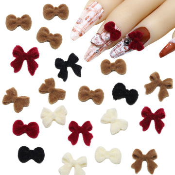 Autumn & Winter Plush Bow Nail Accessories & Maillard Bow Tie Decorations