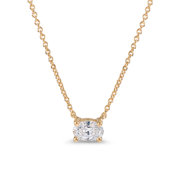 18K Gold Oval Lab-Grown Diamond Necklace