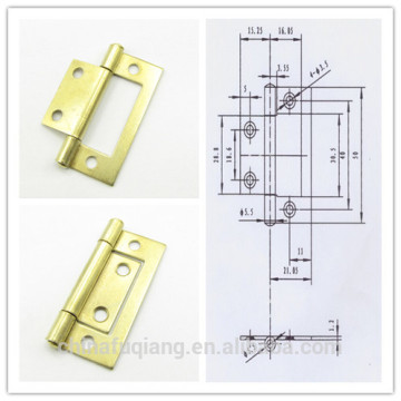 50mm flush hinge brass plated