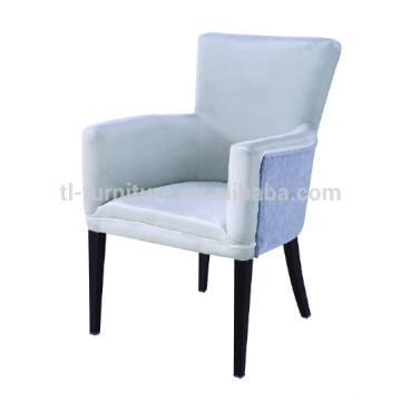 Light bue hotel chair with armest