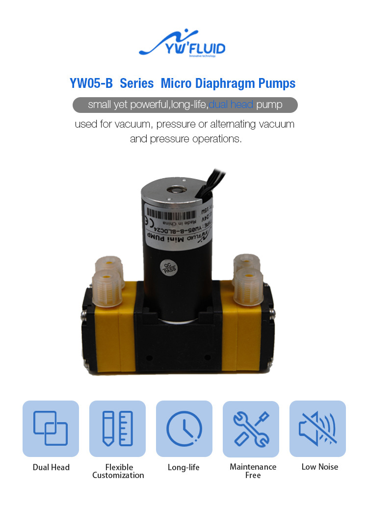 Great quality micro dual-head BLDC diaphragm pump air pump 12V with large flow-YW05-B-BLDC