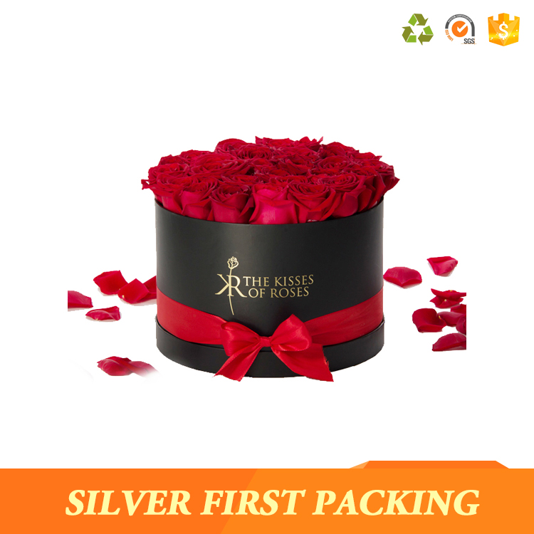 Silver First New products velvet round flower box fashion flower packaging box