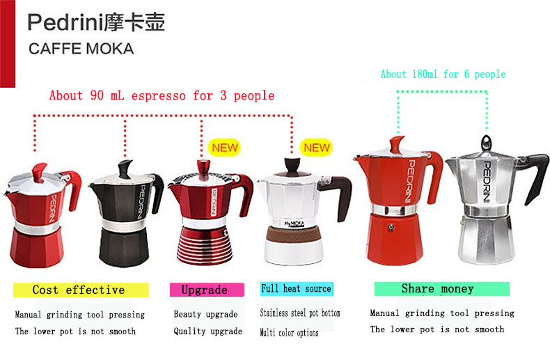 Italian imported Pe drini Mocha pot Italian drip pot coffee maker household coffee maker black coffee for 3 people