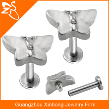 Custom Butterfly Shaped Lip Piecing Studs Fashion Body Piercing Jewelry Internally Thread Labrets Rings