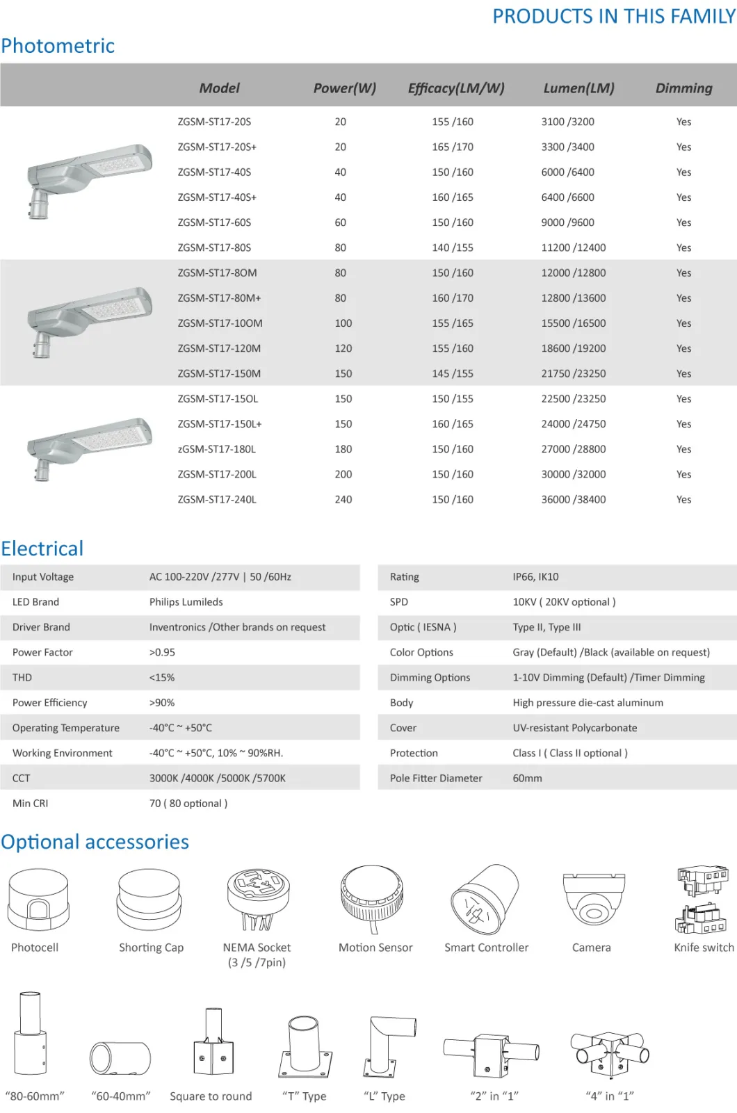 240W LED Street Light Professional Engineering Waterproof IP66 Highway Main Road Lighting