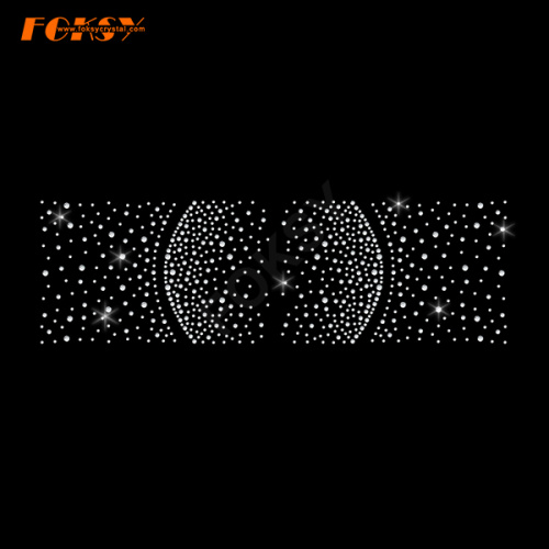 Scarttered Tailless Cheer Bow Hot Fix Rhinestone Transfer