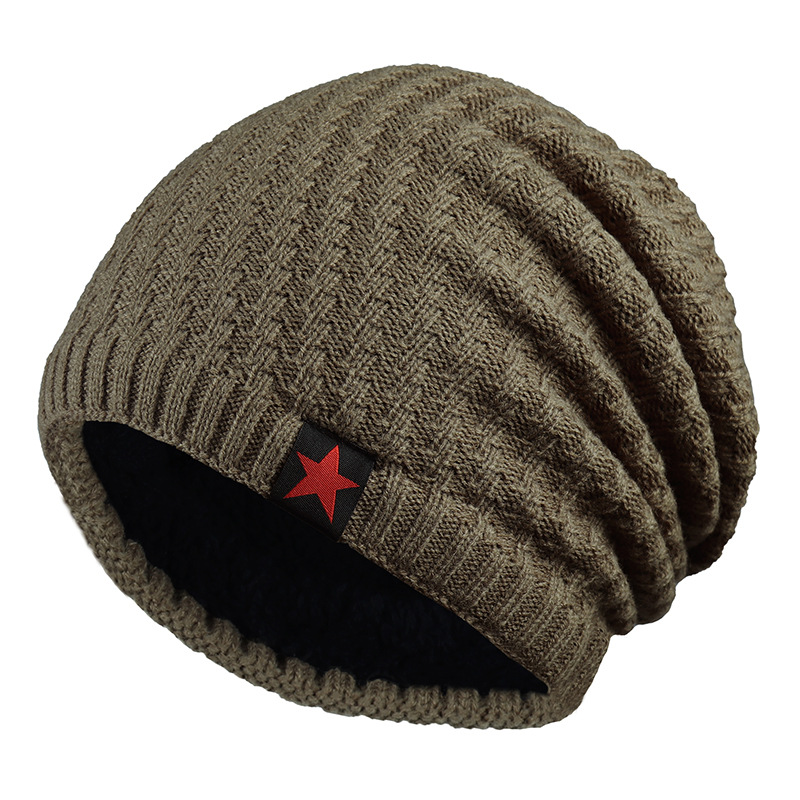 Autumn winter wool cap with fleece knit cap (5)