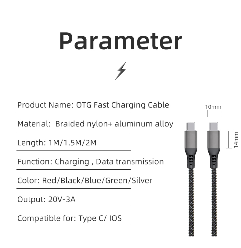 3A PD Fast Charging USB Type C Charger Cable, Nylon Braided Data Cord C to C Phone Charger for Samsung