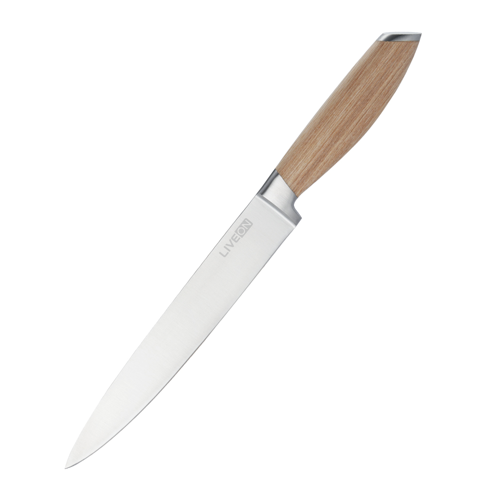 8 INCH SLICING KNIFE WITH PAKKA WOOD HANDLE