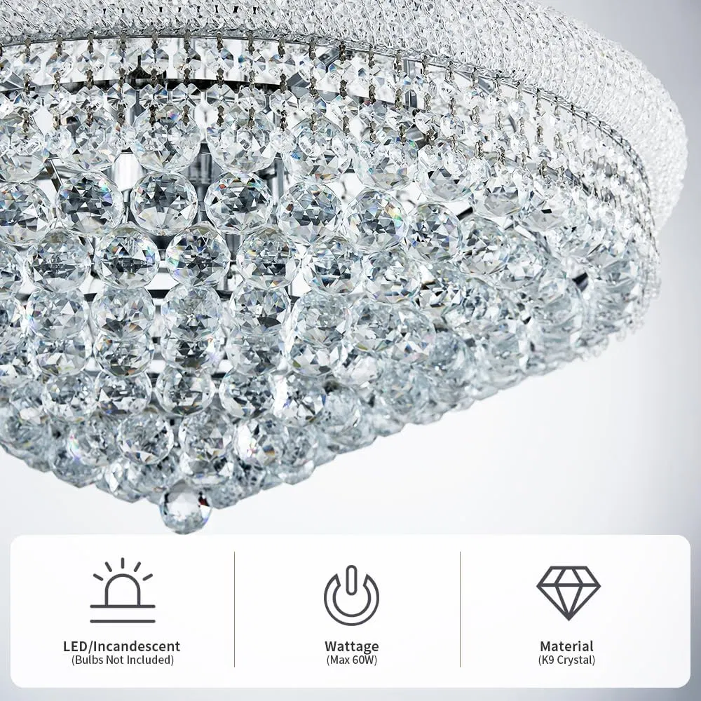 Elegant Gold Crystal Foyer Chandelier - Contemporary Ceiling Hanging Light Fixture