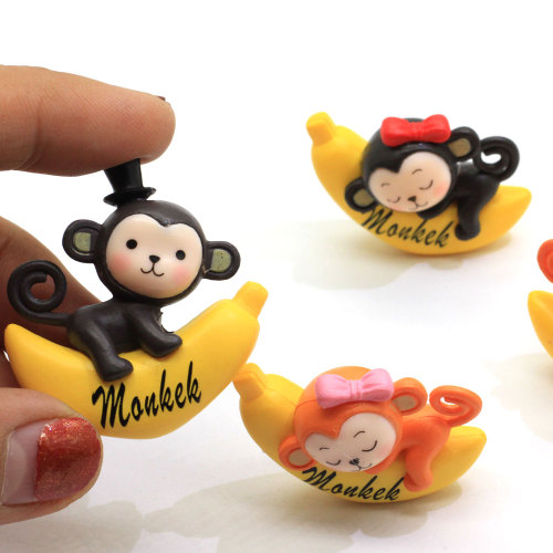 Good Quality Resin Lovely Little Monkey on Banana Figurines Decorative Home Ornament