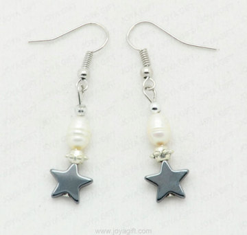 hematite star beads earring