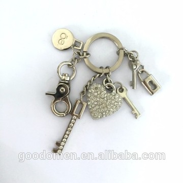 women gift rhinestone diamond key heart charm keyring keychain