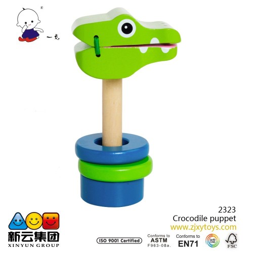 wood Crocodile puppet toy new preschool toys