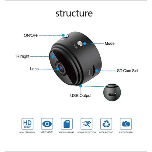 WiFi Wifi Hidden Cam Vision Black Black