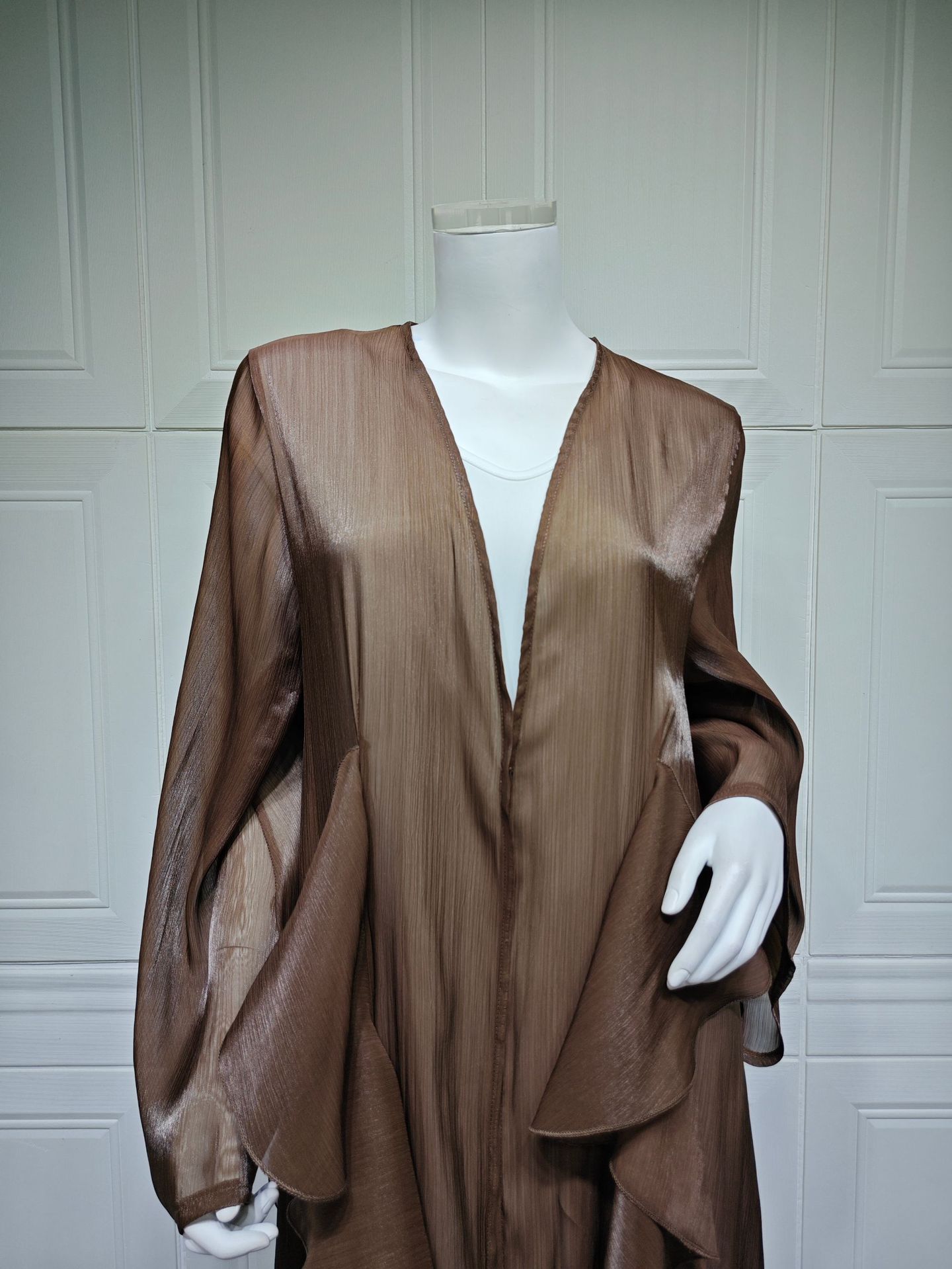 ست حجاب ابایا مدل رفل پله ای رنگی مدرن MQ268 (6) Modern Solid Color Tiered Ruffle Abaya Hijab Set MQ268 (6)