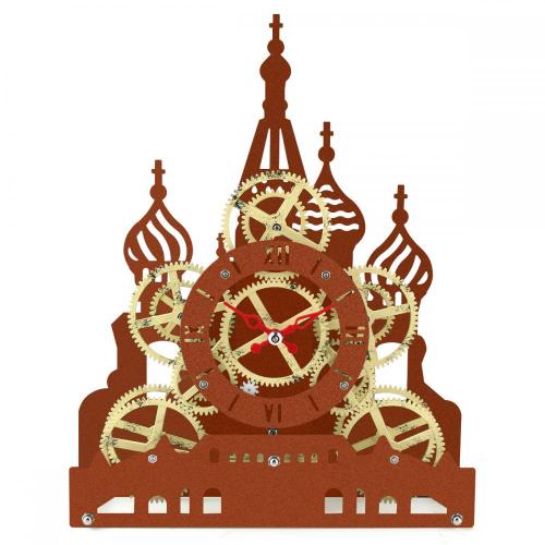 Red Square Gear Clock on Table