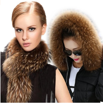 Bulk wholesale Russia style big real raccoon fur fur strip raccoon fur trim for hood