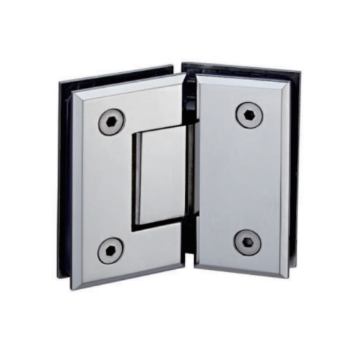 Beveled corner 135 degree glass shower hinge