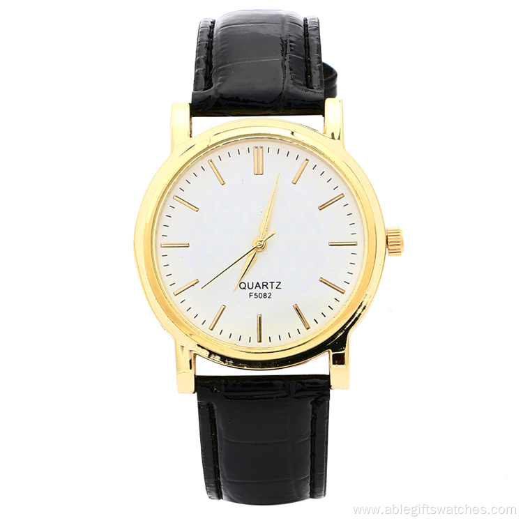 Unisex Vein Leather Waterproof Golden Luxury Watches