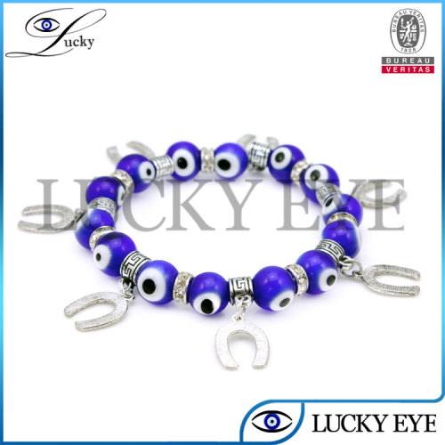 Horseshoe evil eye beads bracelet