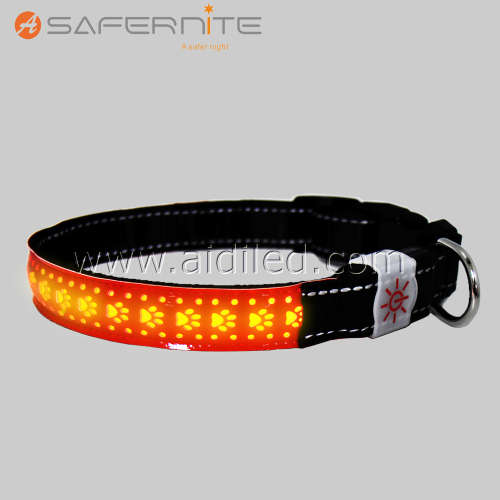 Leather Led Light Flash Night Safety Dog Collar