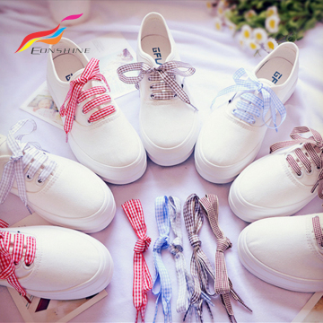 Scottish Plaid Pattern Ribbon Shoelaces: 10mm Width and 120cm Length