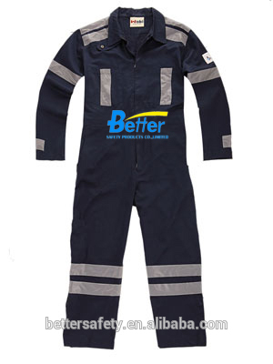 Reflective Tapes Dark Blue Cotton Fire Retardant Coverall, Safety Coverall