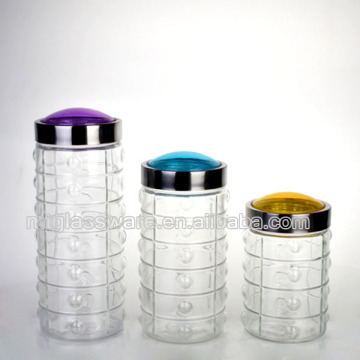 Set of 3 pcs glass spothecary jar cylinder storage jar set