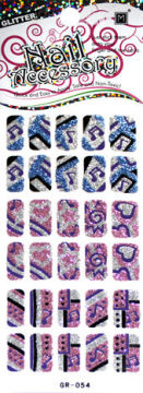 Geometric Pretty Fingers Colored Nontoxic Glitter Nail Sticker Design