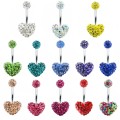 Crystal Paved Double Heart Belly Button Ring