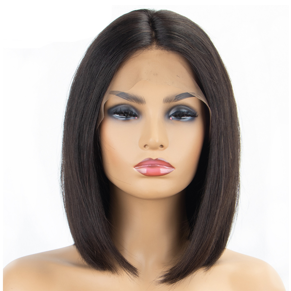 Kinky Straight Front Lace Wig Kinky Straight Human Hair Wigs Hair Brazilian 8 to 30 Inch 100% Human Wigs