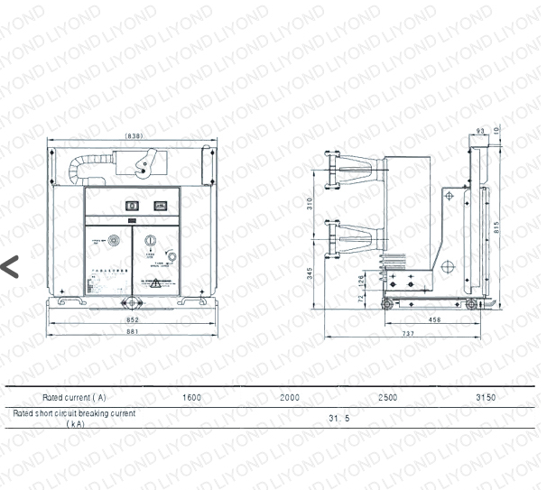 VS1-40.5 kv /T type Indoor H.V. VCB vacuum circuit breaker switchgear