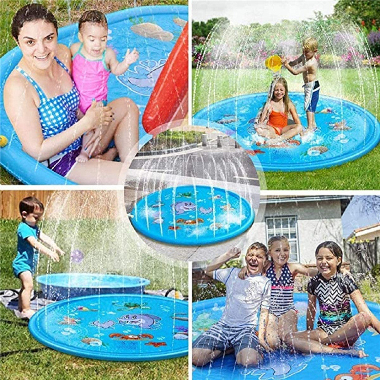 Spot  foldable Children Dolphin Version Play Water Mat Lace Letter Sprinkler Mat Pet Sprinkler Water Mat Toys