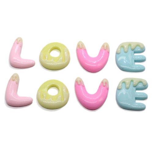 En gros Kawaii Boucles D&#39;oreilles Faisant L&#39;ornement En Résine Coloré LOVE Lettre Perles Enfants Fournitures Artisanat