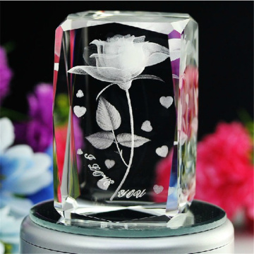 3D Laser Engraved Crystal Glass Cubes for Business Gifts