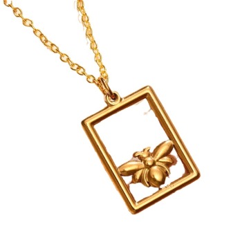 Ins Style Bee Pendant Necklace - Stainless Steel Waterproof Vacuum Plated Fashion Jewelry