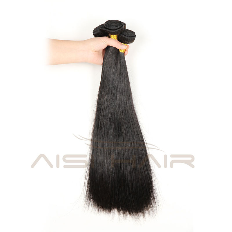 Aisi Hair Brazilian Human Hair Bundle Weave Natural Color 100%  Straight Human Hair Extension Weave Double Drawn Double Weft