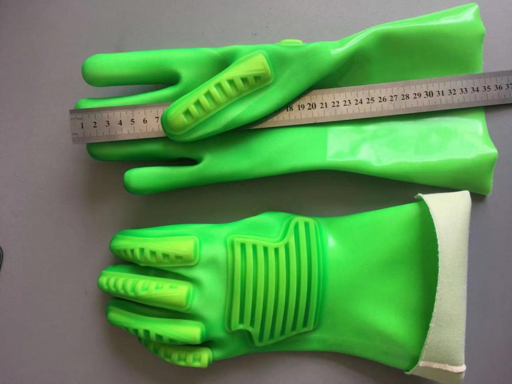 蛍光緑色の綿100％の綿糸TPR手袋