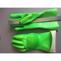 Fluorescent Green 100٪ القطن TPR قفازات TPR