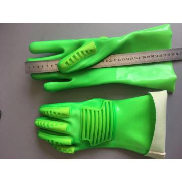 Флуоресцентные зеленые 100% хлопчатобумажные перчатки TPR