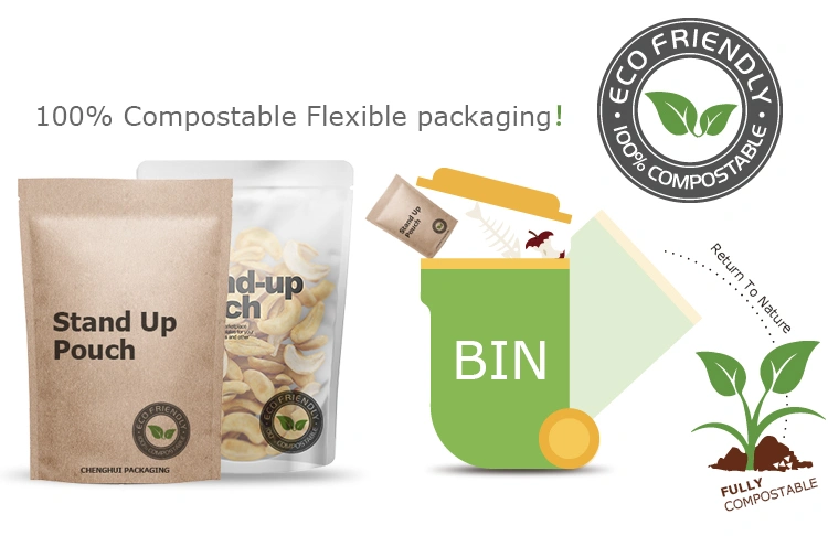 Brown White Kraft Paper Zipper Dried Food Snack Nuts Pet Food Coffee Tea Tear Notch Waterproof Compostable Packaging Bag