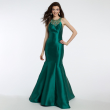 china supplier sexy lady green illusion halter mermaid dinner dress evening gown