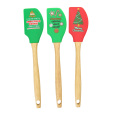 Spatule en silicone de Noël avec manche en bois