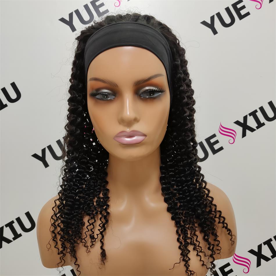 100% Brazilian Human Hair Wigs natural color kinky curly headband wigs for black women cheap headband wig human hair