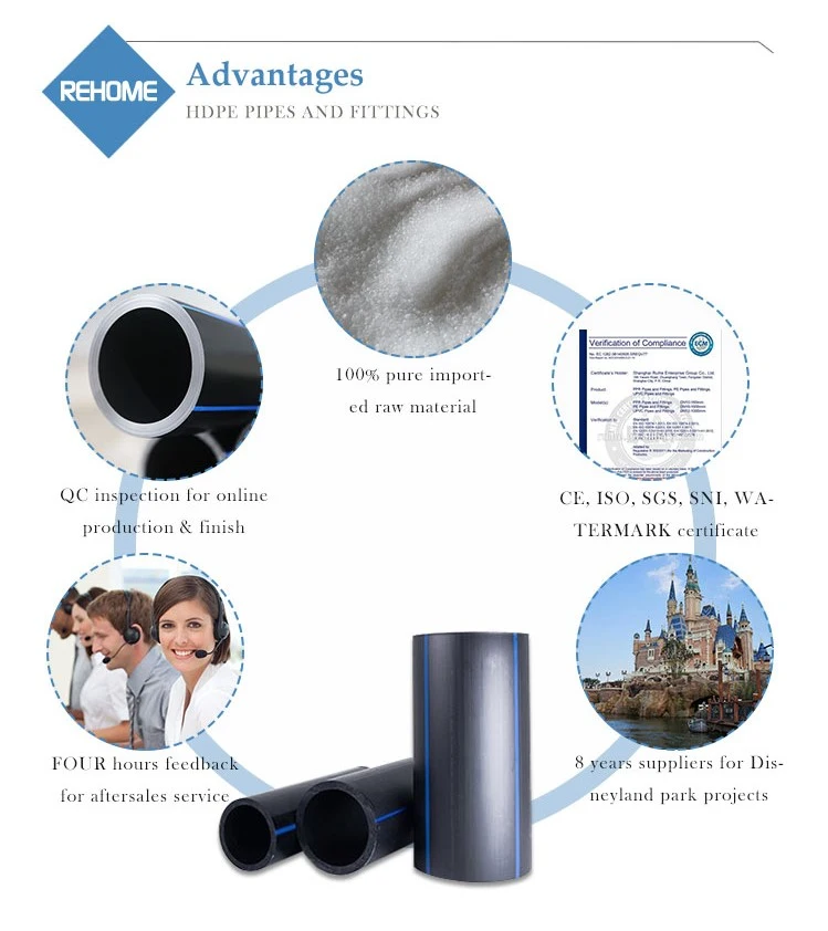 Wholesale Plastic PE100 Water Supply Pn10 HDPE Pipes