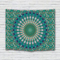 Böhmische Tapisserie Mandala Wandbehang indischen Stil Boho psychedelischen Wandteppich für Wohnzimmer Schlafzimmer Wohnheim Dekor dunkelgrün