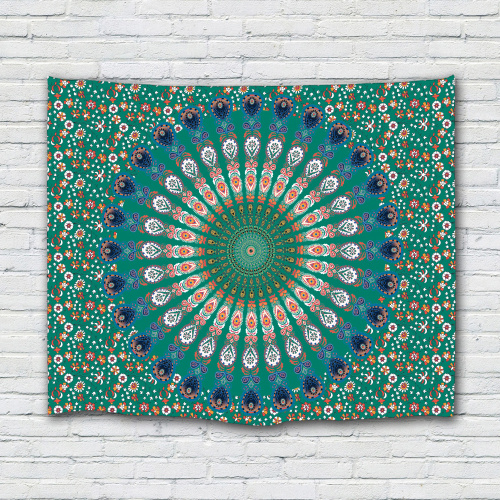 Bohemian Tapestry Mandala Wall Hanging Indian Style Boho Psychedelic Tapestry for Livingroom Bedroom Home Dorm Decor Dark Green